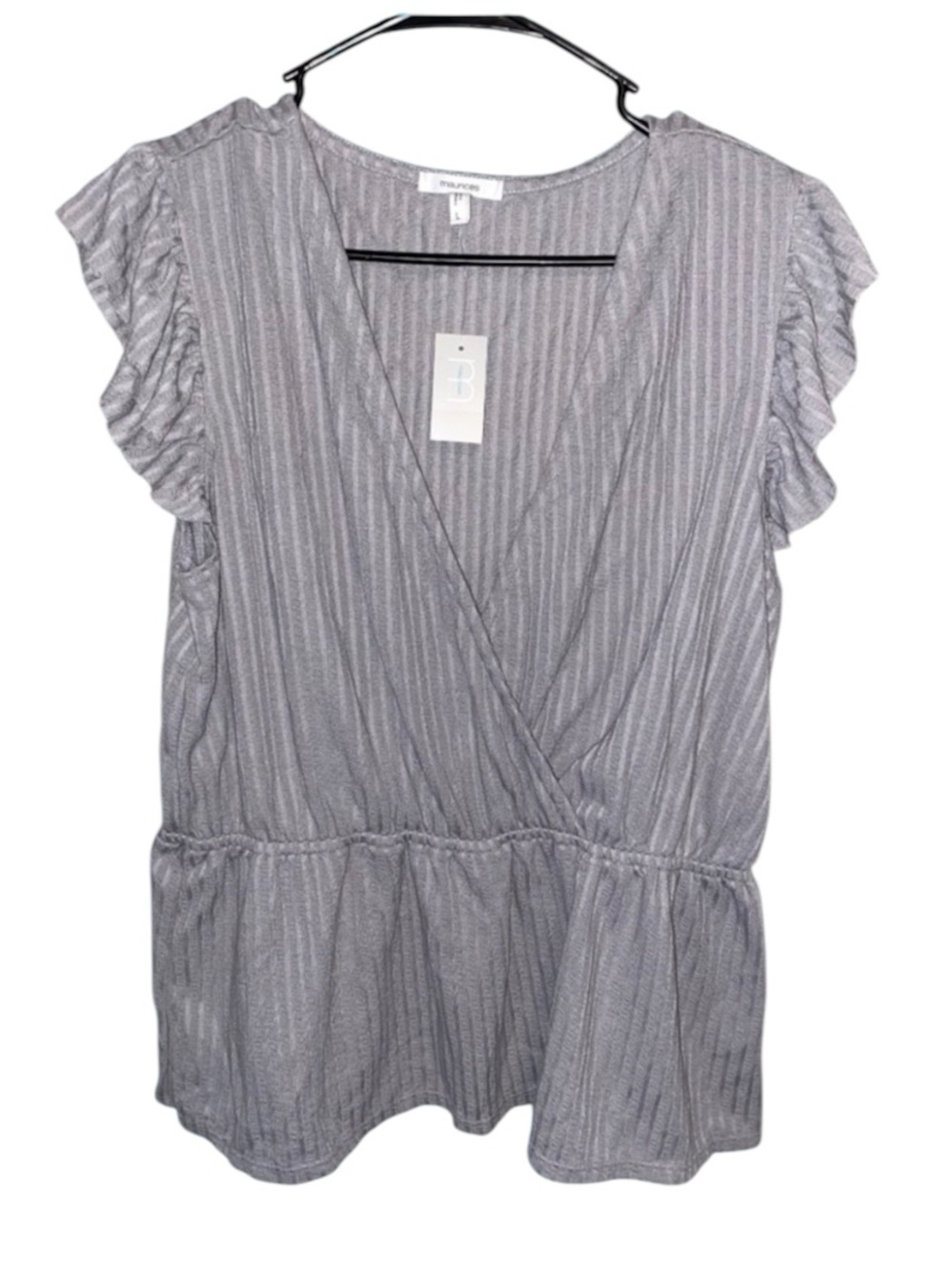Maurices gray flutter sleeve knit top, NWT, size large